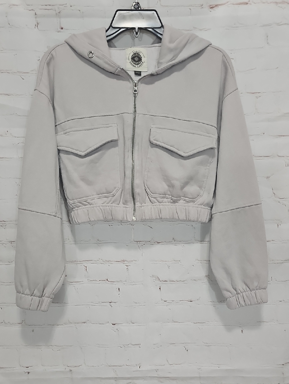 Cropped Hooded Bomber Jacket in Light Purple